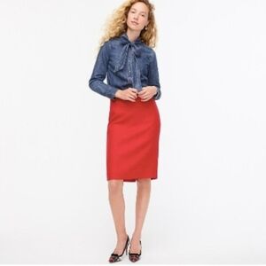 J.Crew Bright Orange Wool Blend Pencil Skirt Women’s 00